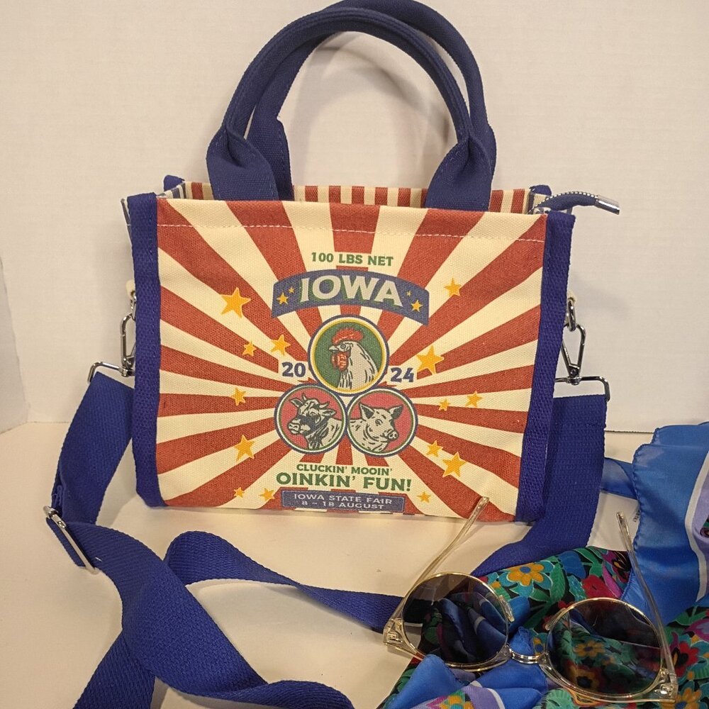 NEW Ltd Ed 2024 SELINA VAUGHN Iowa State Fair Cloth Canvas Crossbody Bag
